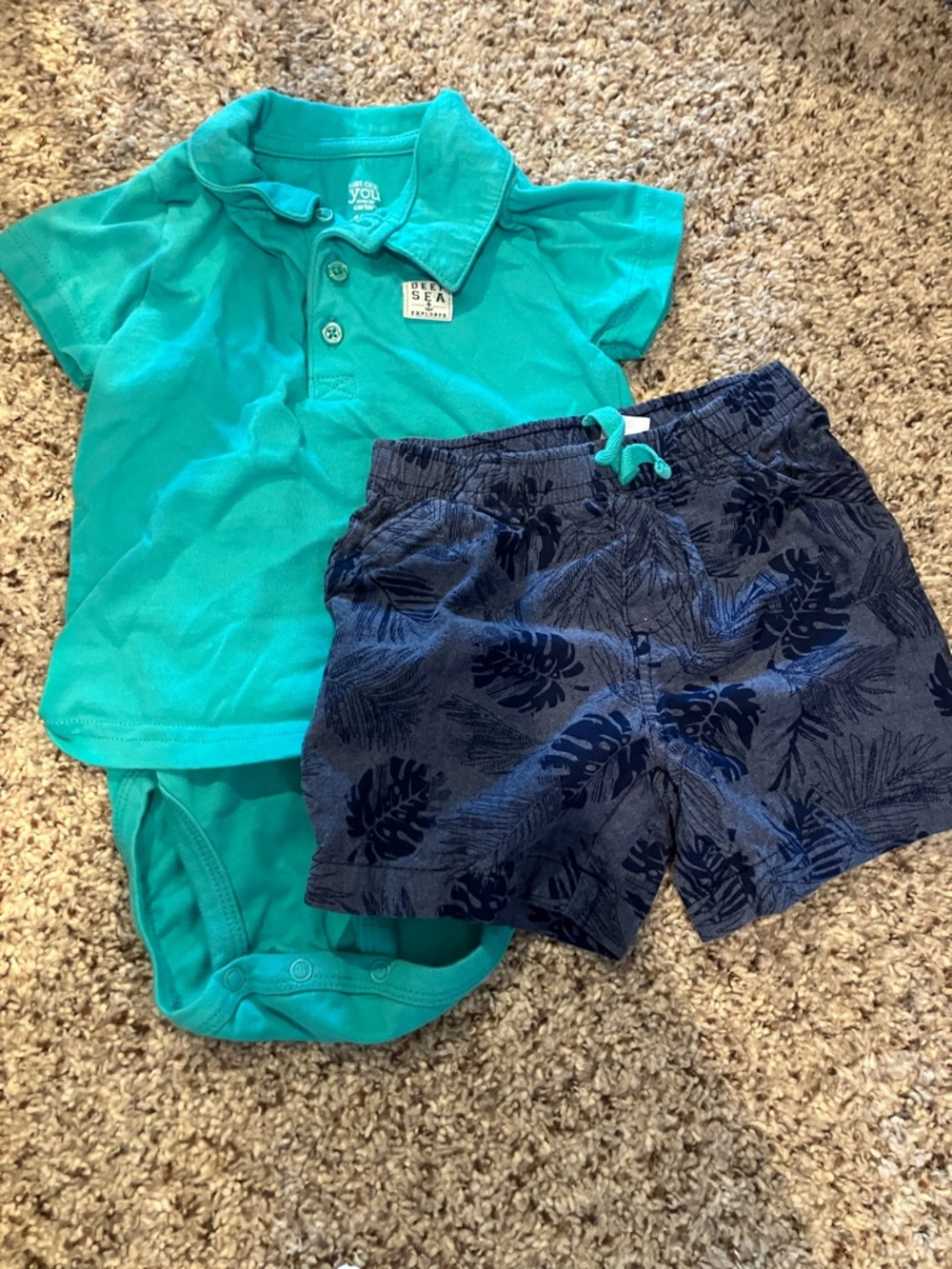 Carter's Teal Infant Polo Bodysuit with shorts Size 18 months